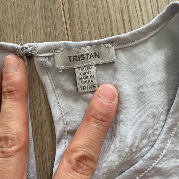 Tristan Slate Gray Flowy Short-Sleeve Blouse - Picture 3 of 7